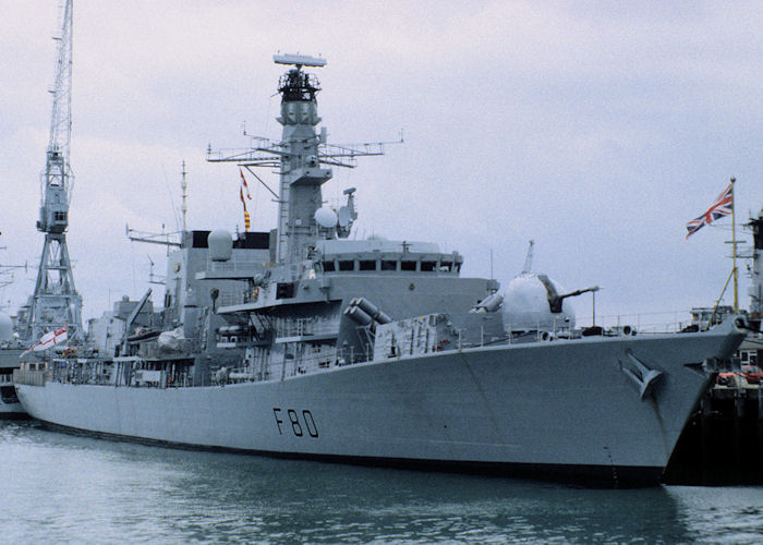 Photograph of the vessel HMS Grafton pictured in Portsmouth Naval Base on 13th July 1997
