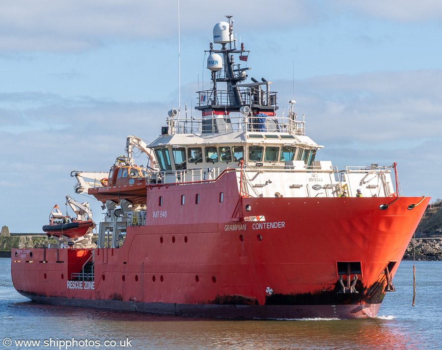 Photograph of the vessel  Grampian Contender pictured arriving at Aberdeen on 18th March 2025