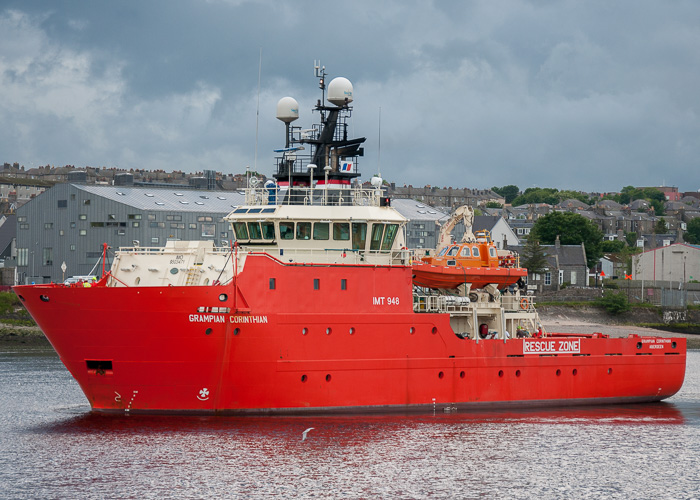 Photograph of the vessel  Grampian Corinthian pictured departing Aberdeen on 10th June 2014