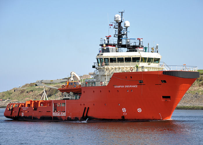 Photograph of the vessel  Grampian Endurance pictured arriving at Aberdeen on 7th May 2013