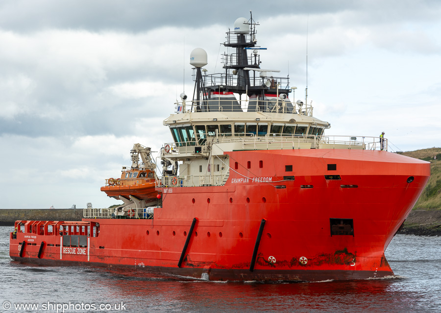 Photograph of the vessel  Grampian Freedom pictured arriving at Aberdeen on 8th August 2023