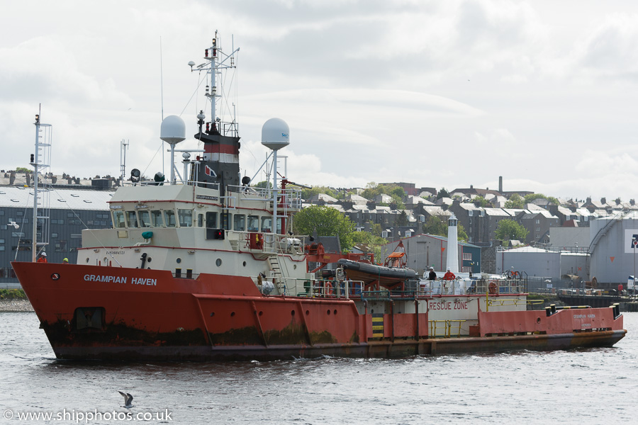 Photograph of the vessel  Grampian Haven pictured departing Aberdeen on 22nd May 2015