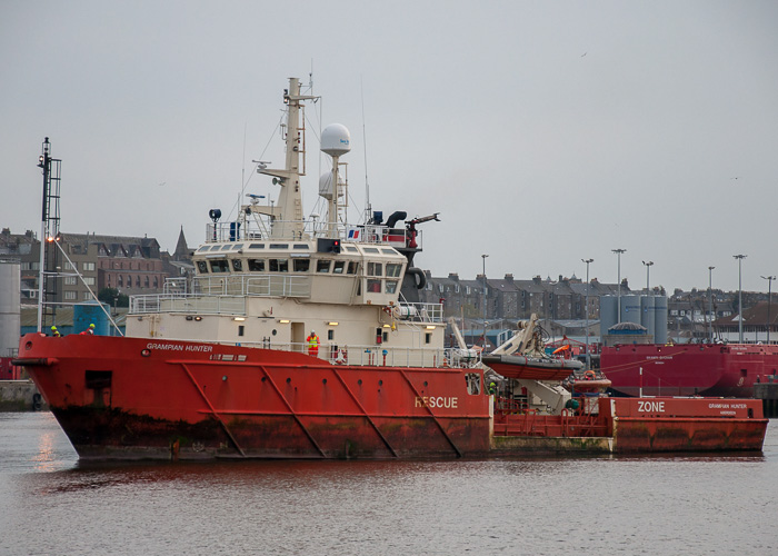 Photograph of the vessel  Grampian Hunter pictured departing Aberdeen on 3rd May 2014