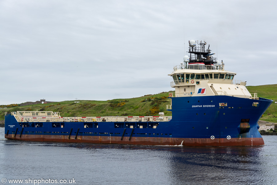  Grampian Sovereign pictured arriving at Aberdeen on 30th May 2019