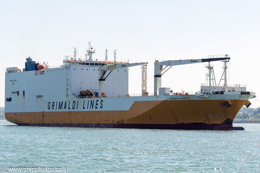 Photograph of the vessel  Grande Guinea pictured arriving at Southampton on 28th April 2025