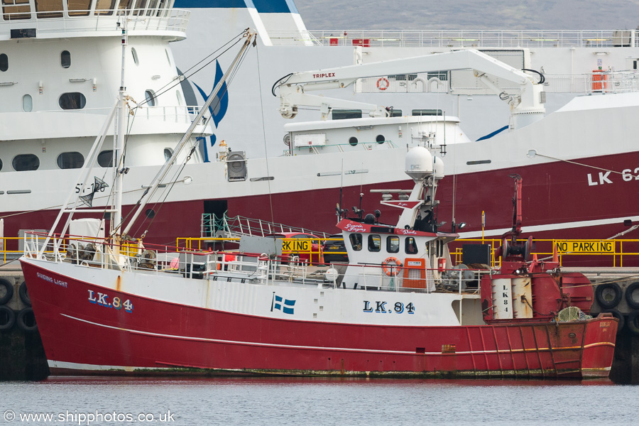 Photograph of the vessel fv Guiding Light pictured at Mair's Pier, Lerwick on 15th May 2022