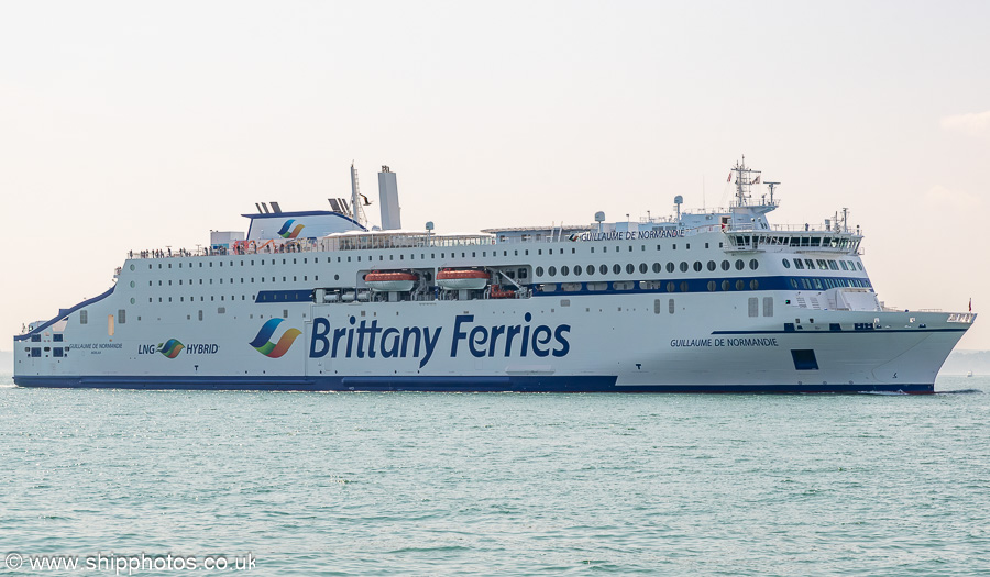 Photograph of the vessel  Guillaume de Normandie pictured approaching Portsmouth Harbour on 27th April 2025
