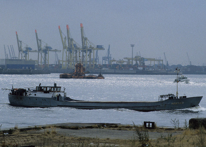 Photograph of the vessel  Hanfried pictured departing Hamburg on 24th August 1995