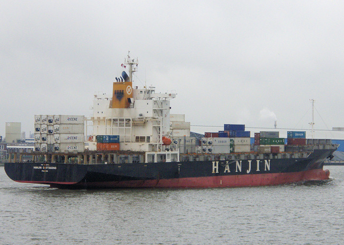 Photograph of the vessel  Hanjin Chittagong pictured passing Vlaardingen on 25th June 2011