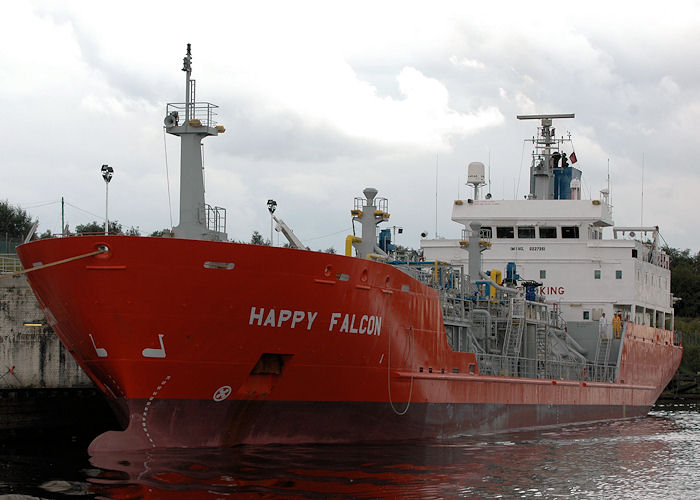 Photograph of the vessel  Happy Falcon pictured at Partington Basin on 31st July 2010