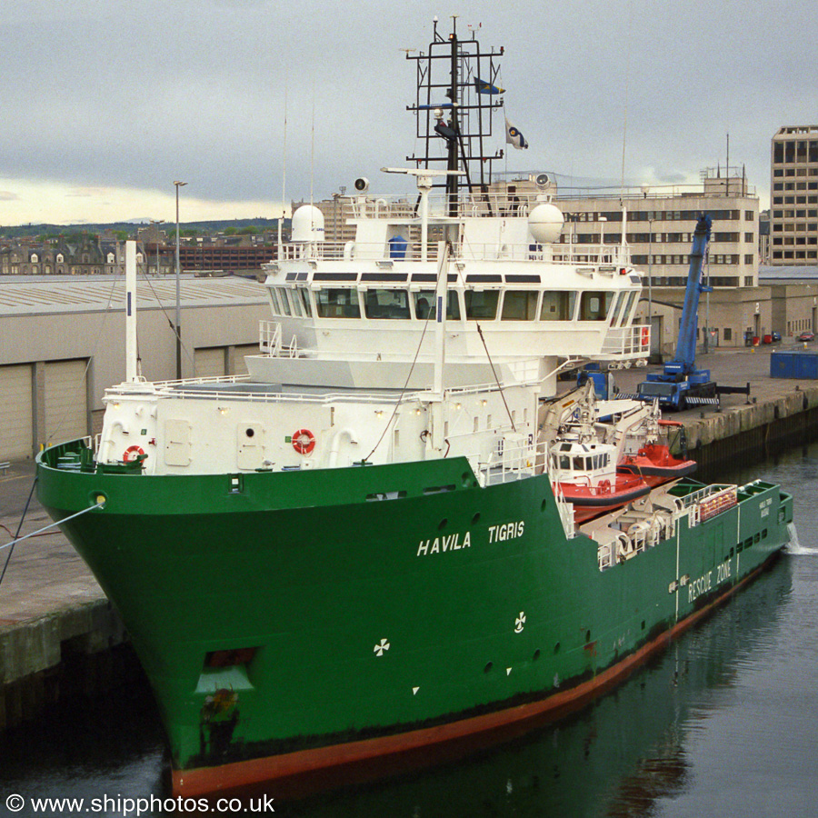 Photograph of the vessel  Havila Tigris pictured at Aberdeen on 12th May 2003