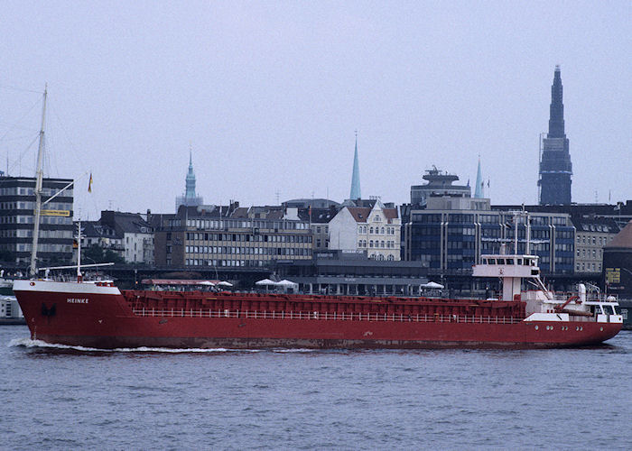 Photograph of the vessel  Heinke pictured departing Hamburg on 23rd August 1995