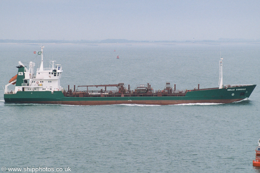 Photograph of the vessel  Helle Wonsild pictured on the Westerschelde passing Vlissingen on 22nd June 2002