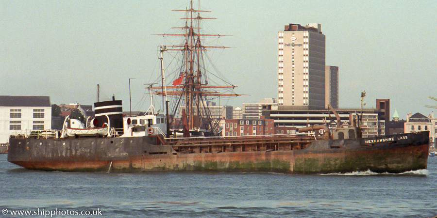 Photograph of the vessel  Hexhamshire Lass pictured departing Portsmouth Harbour on 5th July 1988