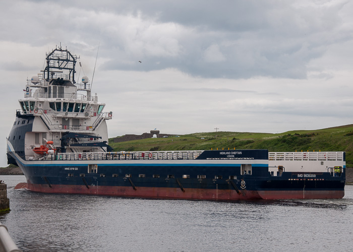 Photograph of the vessel  Highland Chieftain pictured departing Aberdeen on 12th June 2014
