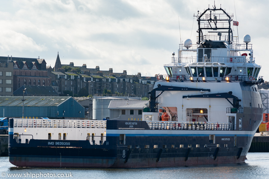 Photograph of the vessel  Highland Chieftain pictured at Aberdeen on 19th September 2015