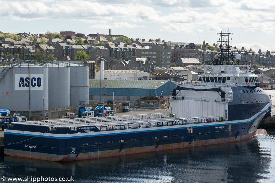 Photograph of the vessel  Highland Guardian pictured at Aberdeen on 17th May 2015