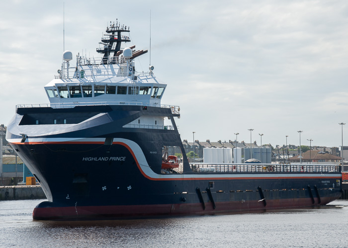 Photograph of the vessel  Highland Prince pictured at Aberdeen on 9th June 2014