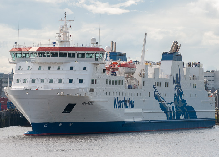 Photograph of the vessel  Hjaltland pictured departing Aberdeen on 10th June 2014