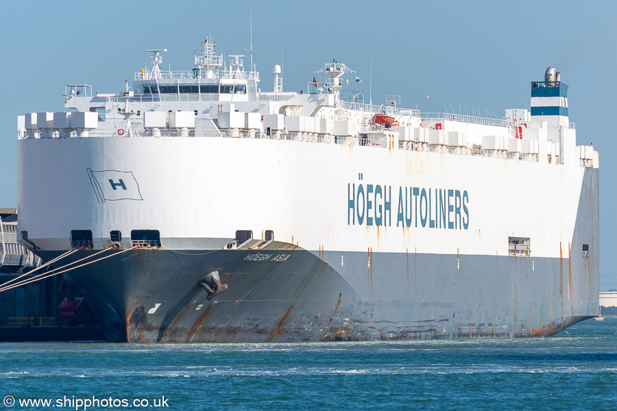 Photograph of the vessel  Hoegh Asia pictured at Southampton on 7th July 2023