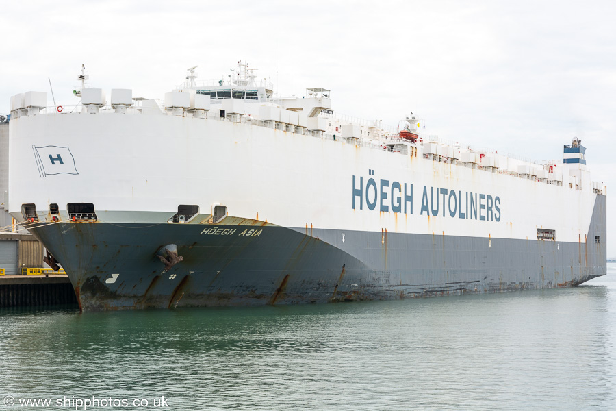 Photograph of the vessel  Hoegh Asia pictured at Southampton on 8th July 2023