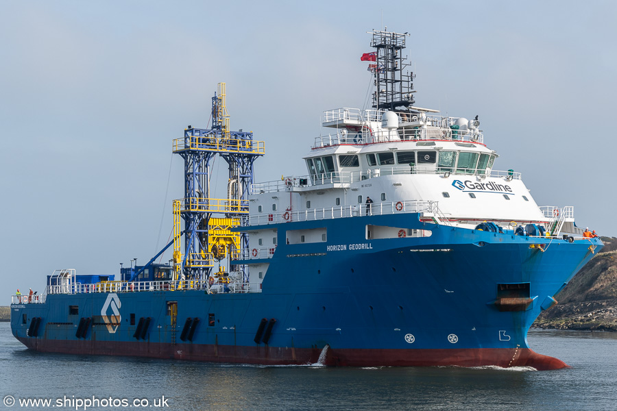 Photograph of the vessel  Horizon Geodrill pictured arriving at Aberdeen on 20th March 2025