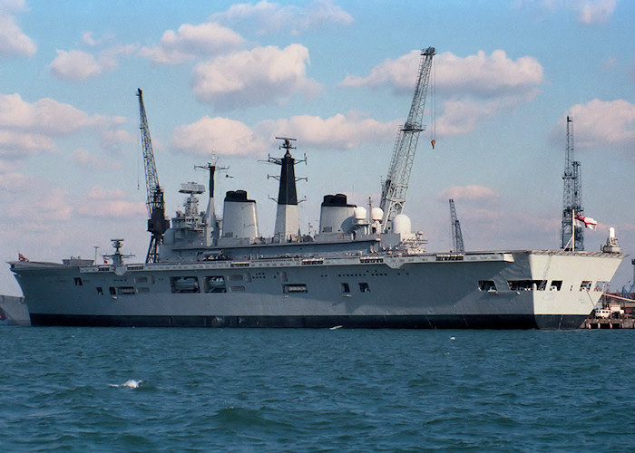 HMS Illustrious pictured in Portsmouth Naval Base on 26th September 1987