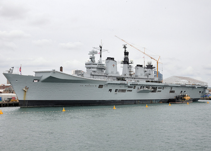 HMS Illustrious pictured in Portsmouth Naval Base on 20th July 2012