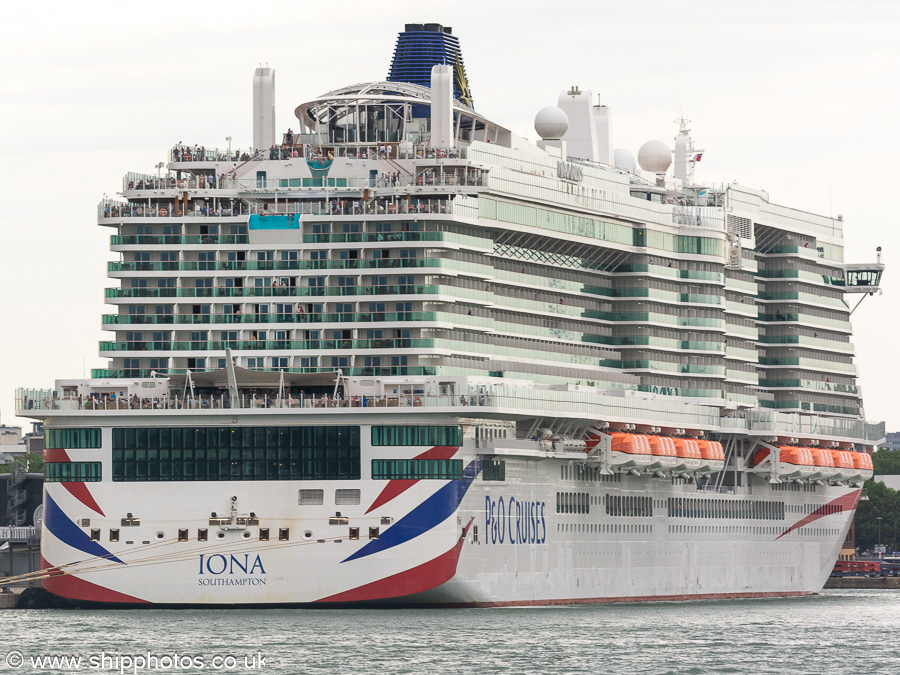 Photograph of the vessel  Iona pictured at Southampton on 8th July 2023