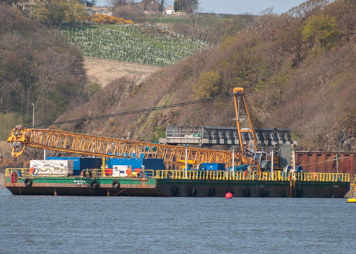 Photograph of the vessel  Isabela S pictured at the new Forth Crossing at Queensferry on 20th April 2014