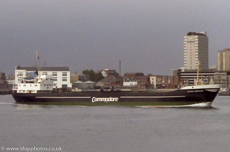 Photograph of the vessel  Island Commodore pictured departing Portsmouth Harbour on 29th May 1987