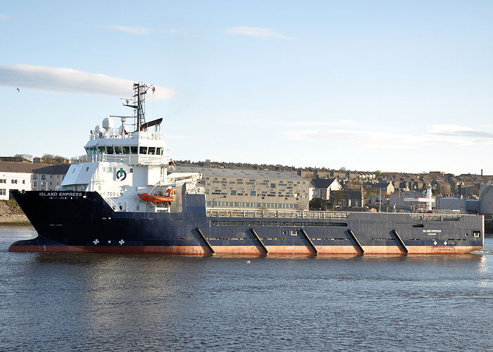 Photograph of the vessel  Island Empress pictured departing Aberdeen on 6th May 2013