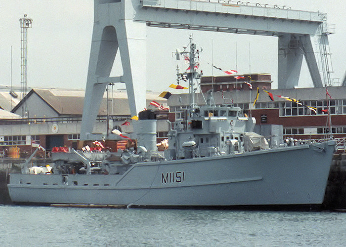 Photograph of the vessel HMS Iveston pictured in Portsmouth Naval Base on 11th June 1988