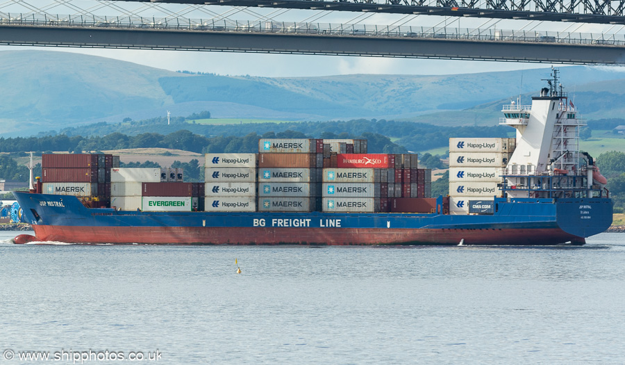 Photograph of the vessel  JSP Mistral pictured passing South Queensferry on 6th August 2023