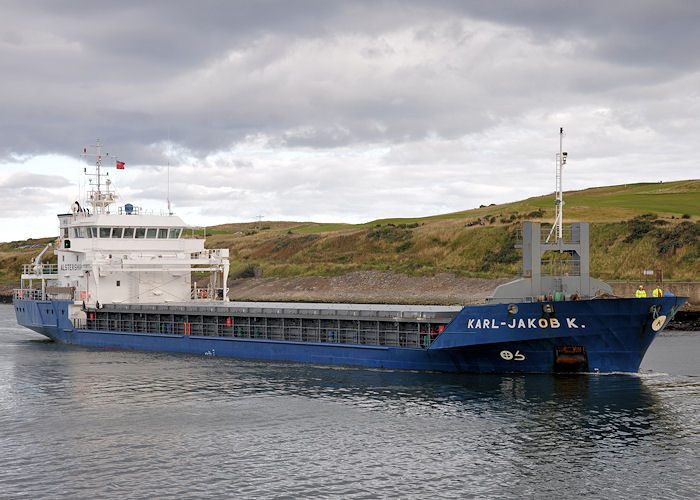 Photograph of the vessel  Karl-Jakob K pictured arriving at Aberdeen on 14th September 2013