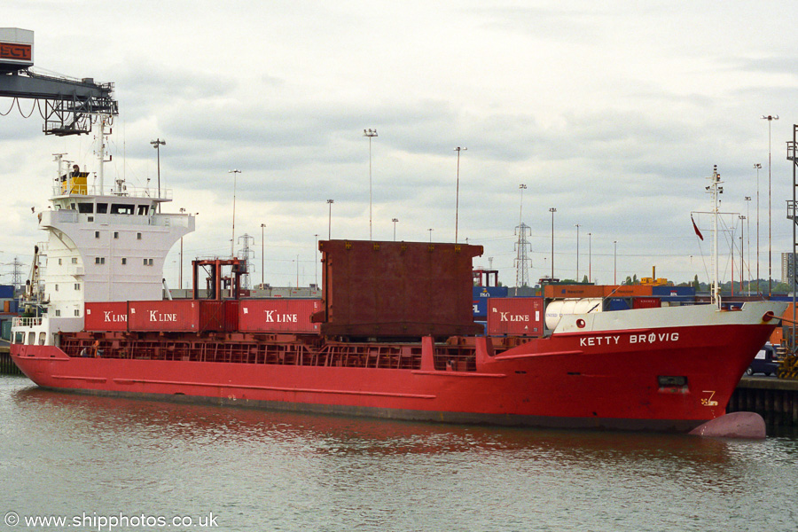 Photograph of the vessel  Ketty Brøvig pictured at Southampton Container Terminal on 20th April 2002