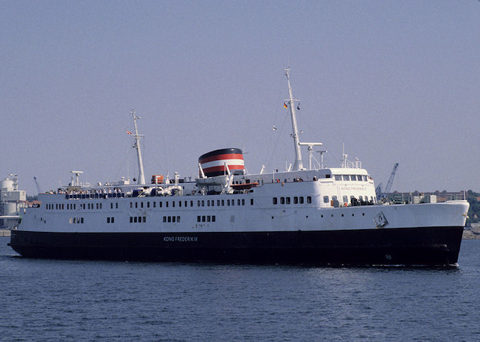 Photograph of the vessel  Kong Frederik IX pictured arriving at Kiel on 22nd August 1995