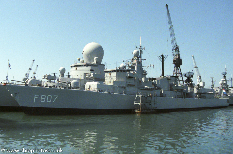 Photograph of the vessel HrMS Kortenaer pictured in Portsmouth Naval Base on 7th May 1989
