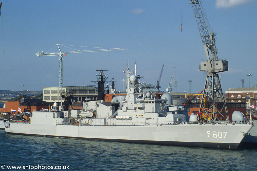 HrMS Kortenaer pictured in Portsmouth Naval Base on 27th August 1989