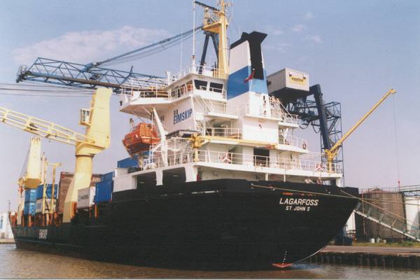 Photograph of the vessel  Lagarfoss pictured in Immingham on 18th June 2000