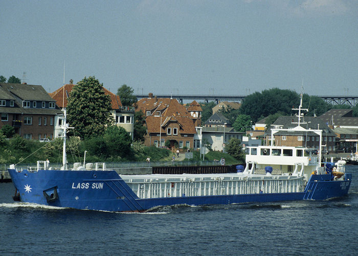 Photograph of the vessel  Lass Sun pictured passing through Rendsburg on 5th June 1997