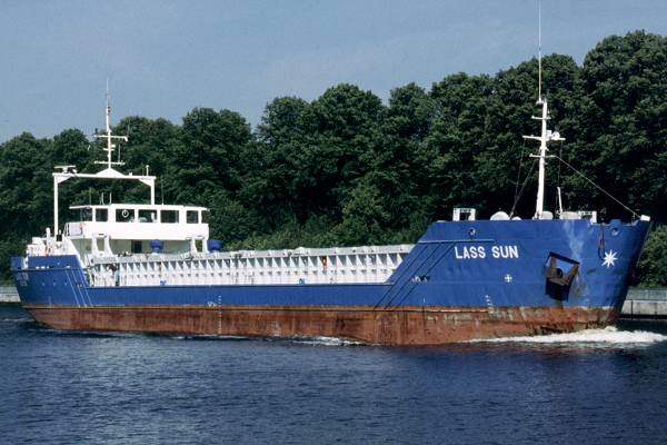 Photograph of the vessel  Lass Sun pictured passing through Rendsburg on 7th June 1997