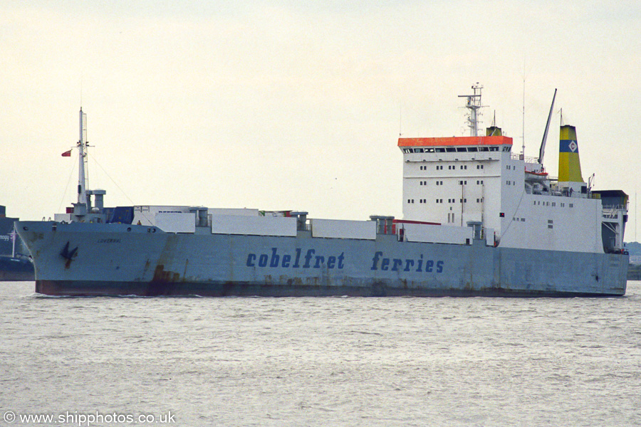 Photograph of the vessel  Loverval pictured departing Purfleet Thames Terminal on 31st August 2002