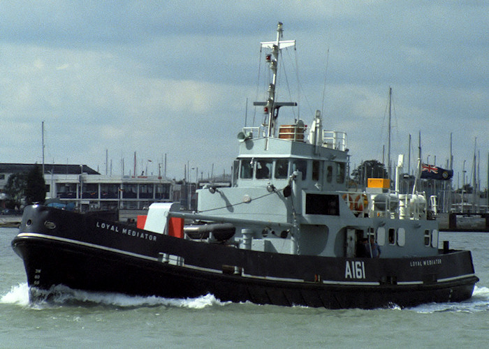 Photograph of the vessel XSV Loyal Mediator pictured entering Portsmouth Harbour on 21st August 1988