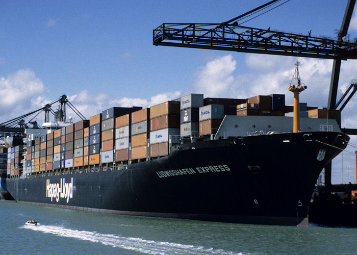 Photograph of the vessel  Ludwigshafen Express pictured at Southampton Container Terminal on 13th July 1997