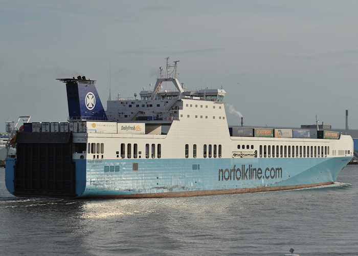 Photograph of the vessel  Maas Viking pictured departing Vlaardingen on 24th June 2011