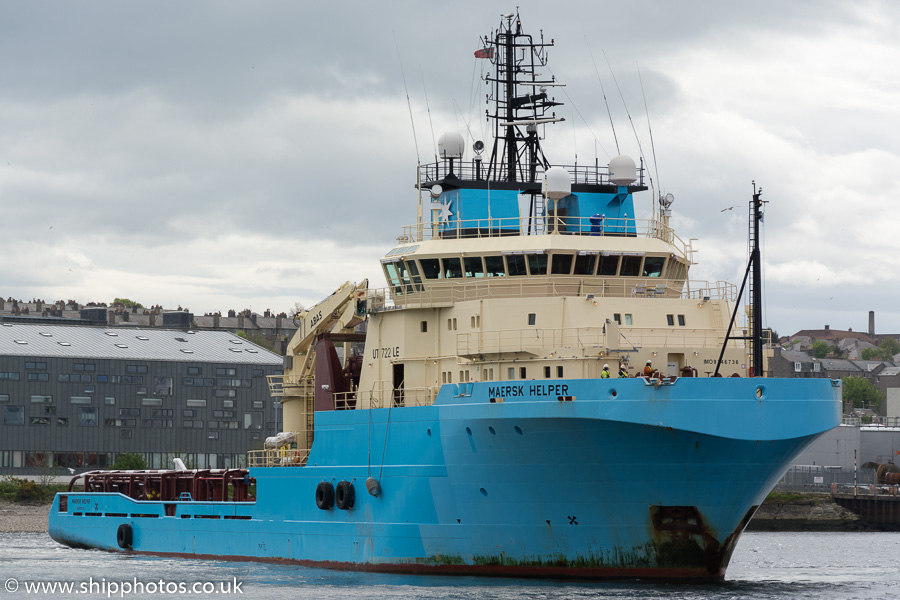 Photograph of the vessel  Maersk Helper pictured at Aberdeen on 22nd May 2015