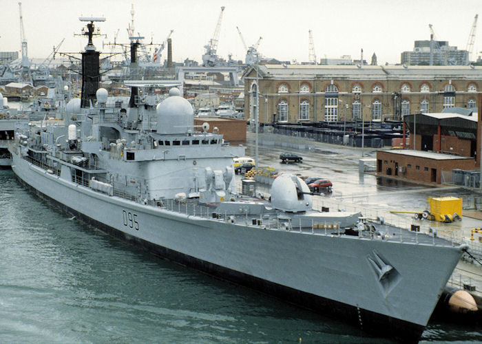Photograph of the vessel HMS Manchester pictured in Portsmouth Naval Base on 17th August 1997