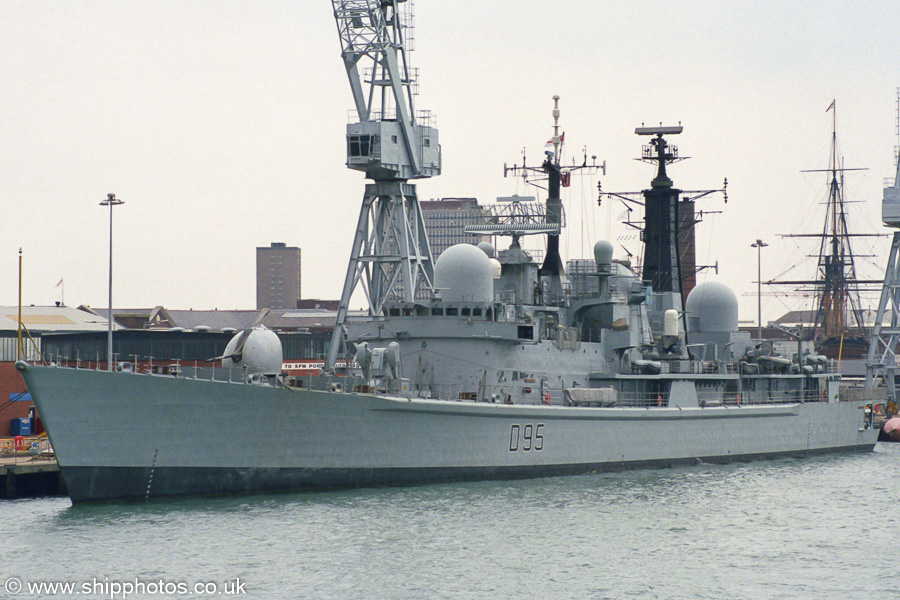 HMS Manchester pictured in Portsmouth Naval Base on 5th July 2003