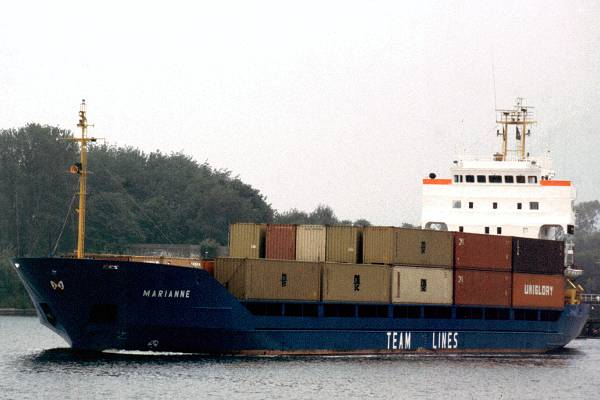 Photograph of the vessel  Marianne pictured on the Kiel Canal at Holtenau on 28th May 1998